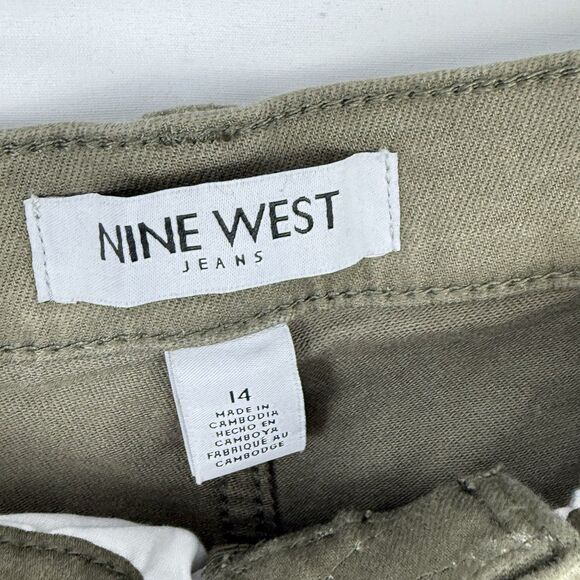 NINE WEST Women's Wide-Leg Jeans Green With Pockets Pants Size 14 New - Picture 16 of 16